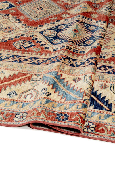 Tappeto Afghan Kazak premium in lana, fatto a mano 379x270cm - CarpetLiving