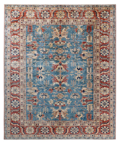 Tappeto Afghan Kazak premium in lana, fatto a mano 298x249cm - CarpetLiving