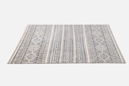 Classic Kazak carpet, Grey, handmade, 232x165cm