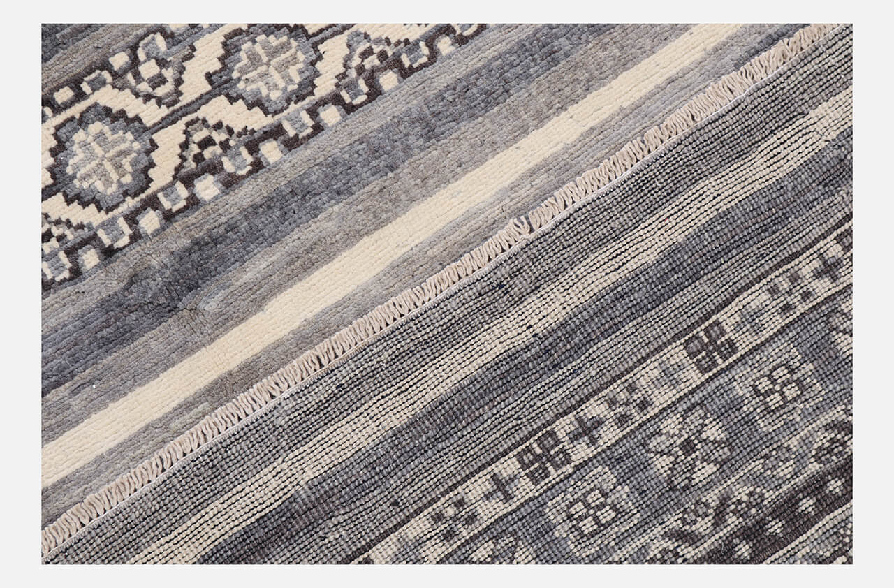 Classic Kazak carpet, Grey, handmade, 232x165cm