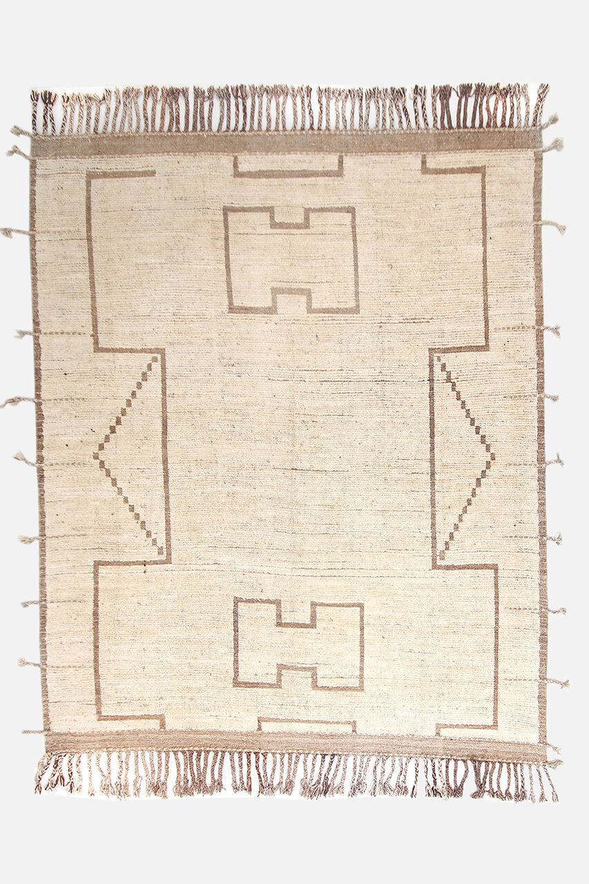 Modern design white Berber style carpet, handmade 314x237cm