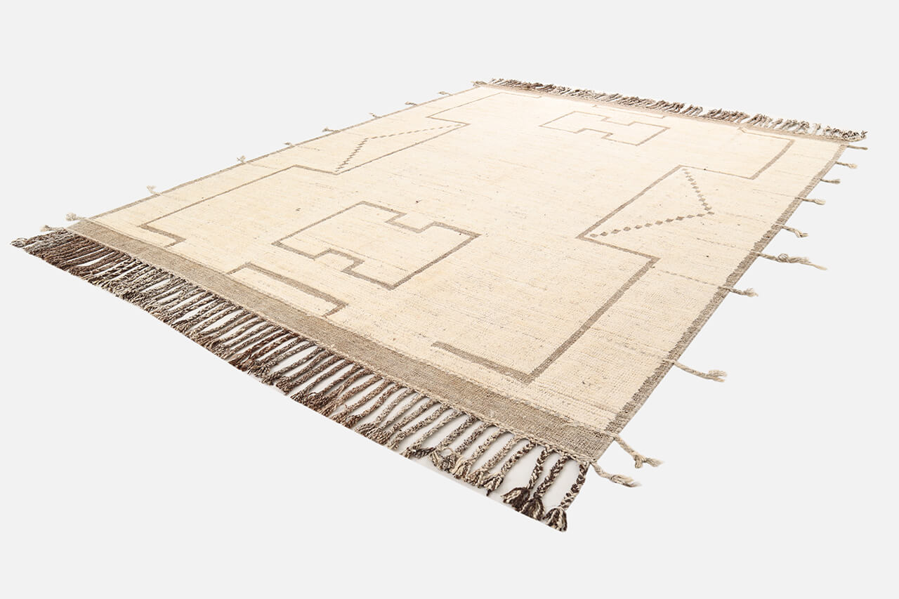 Modern design white Berber style carpet, handmade 314x237cm