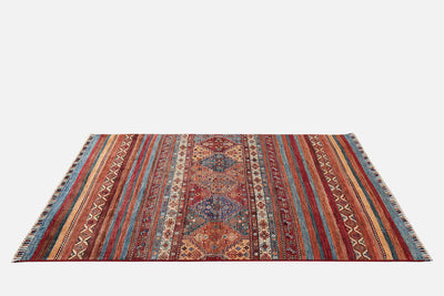 Tappeto Afghan multicolore in lana, fatto a mano 202x150cm - CarpetLiving