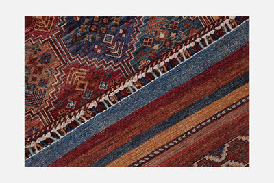 Tappeto Afghan multicolore in lana, fatto a mano 202x150cm - CarpetLiving