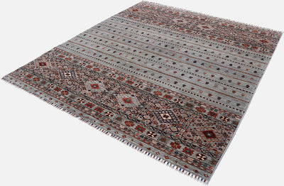 Tappeto Afghan grigio in lana, fatto a mano 249x174cm - CarpetLiving