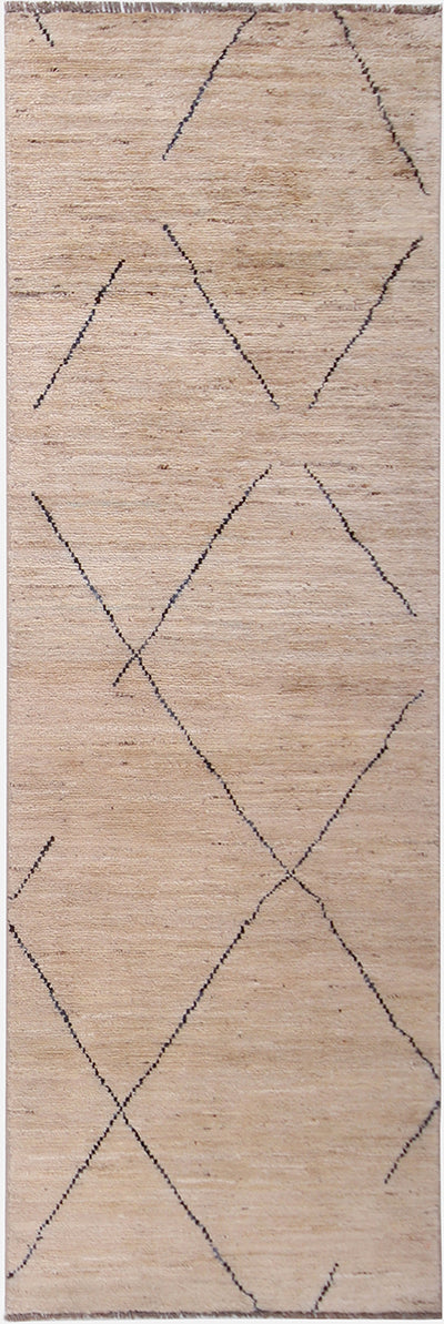 Tappeto passatoia moderno stile berbero bianco, fatto a mano 231x80cm - CarpetLiving