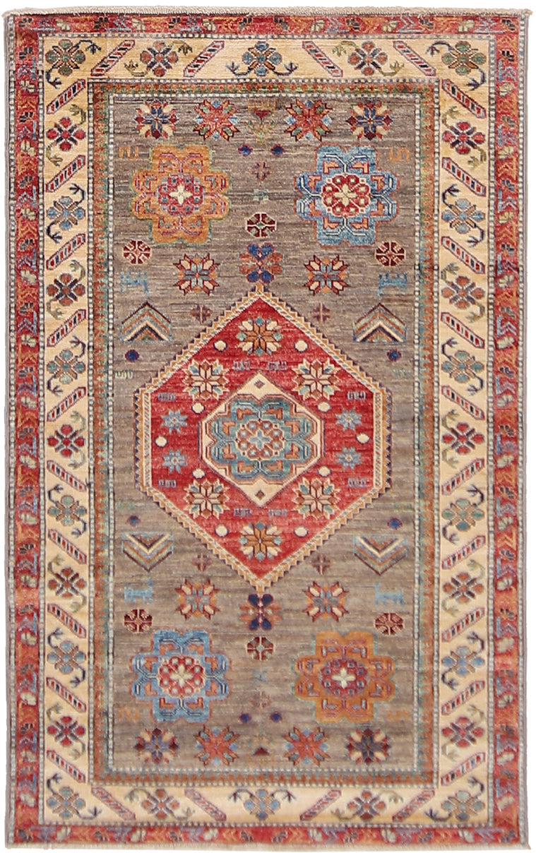 Handmade Premium Afghan Kazak Wool Rug, 162x98cm