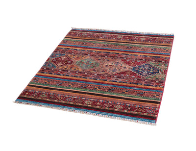 Tappeto Afghan multicolore in lana, fatto a mano 192x124cm - CarpetLiving