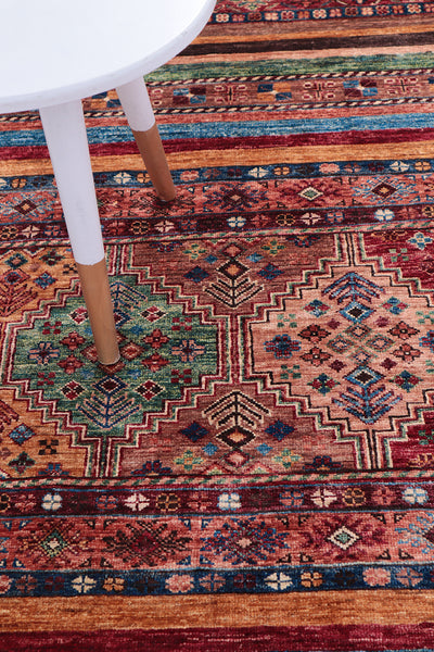 Tappeto Afghan multicolore in lana, fatto a mano 192x124cm - CarpetLiving