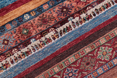 Tappeto Afghan multicolore in lana, fatto a mano 192x124cm - CarpetLiving