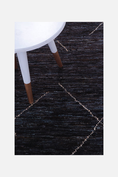 Tappeto passatoia moderno stile berbero nero, fatto a mano 190x53cm - CarpetLiving
