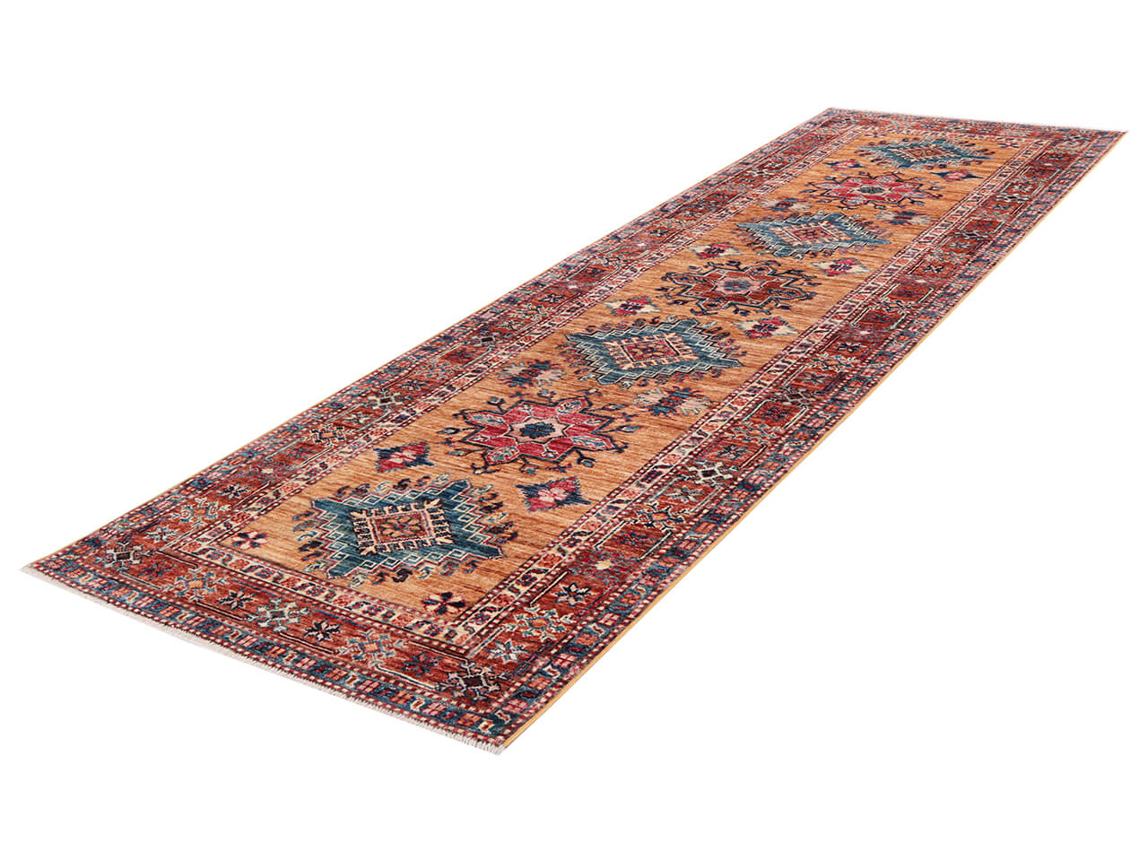 Handmade Premium Afghan Kazak Wool Rug, 252x80cm