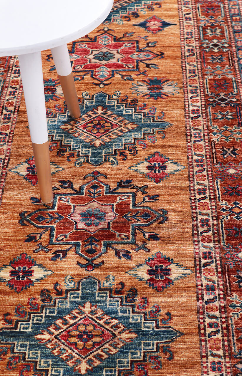 Handmade Premium Afghan Kazak Wool Rug, 252x80cm