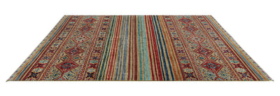 Tappeto Afghan multicolore in lana, fatto a mano 246x174cm - CarpetLiving