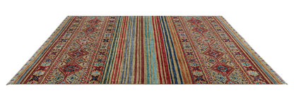 Tappeto Afghan multicolore in lana, fatto a mano 246x174cm