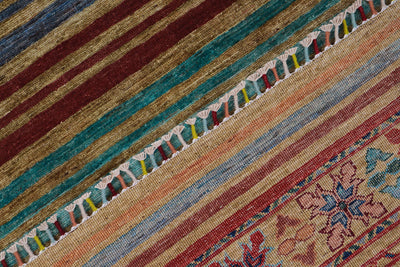 Tappeto Afghan multicolore in lana, fatto a mano 246x174cm - CarpetLiving