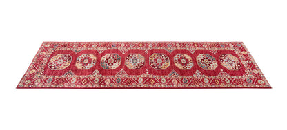 Tappeto passatoia Afghan rosso in lana, fatto a mano 301x83cm