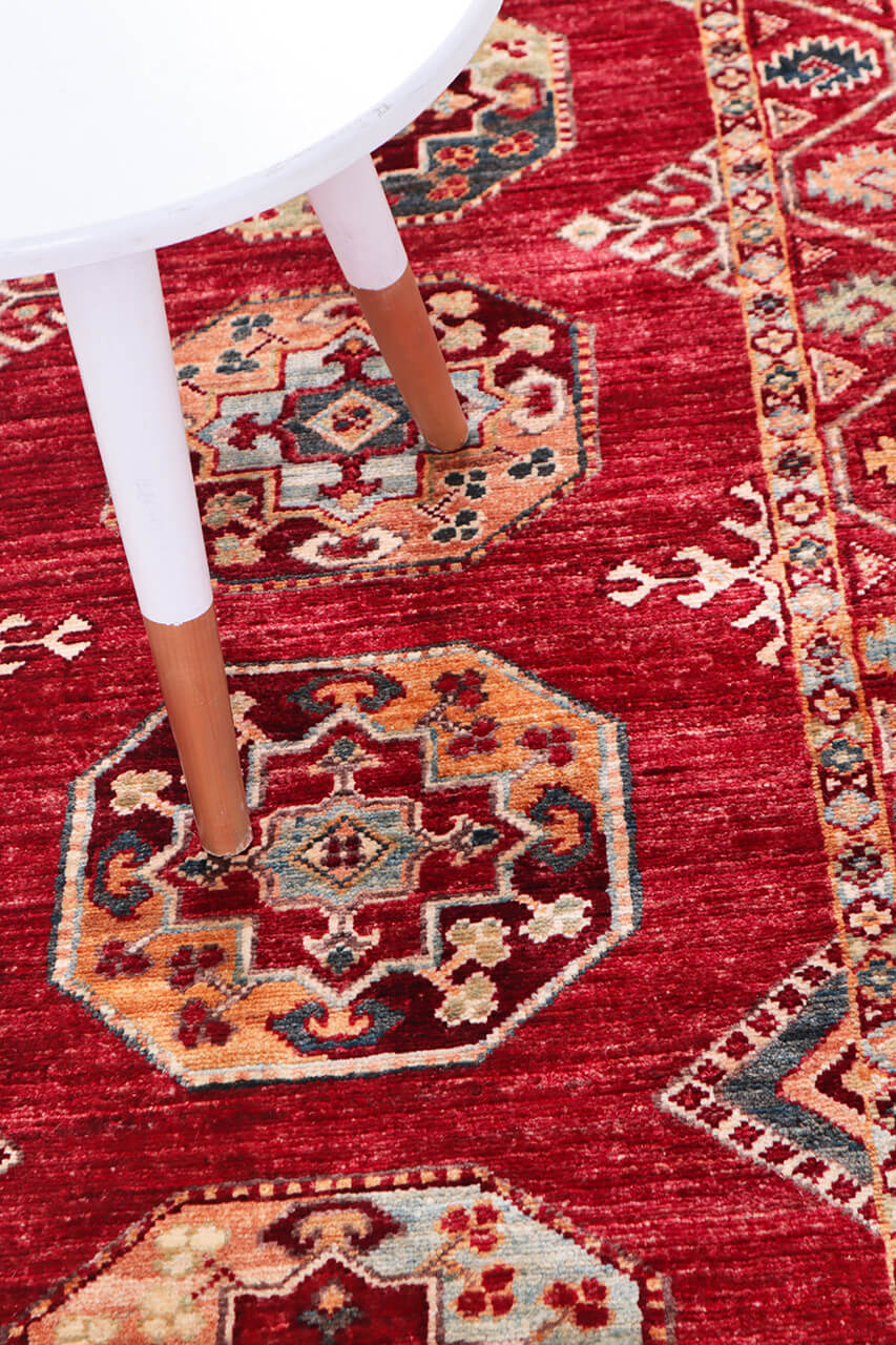 Tappeto passatoia Afghan rosso in lana, fatto a mano 301x83cm