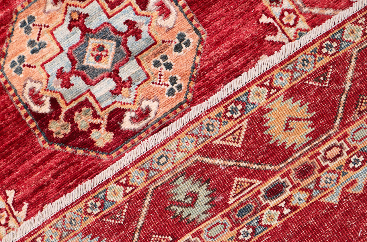 Tappeto passatoia Afghan rosso in lana, fatto a mano 301x83cm
