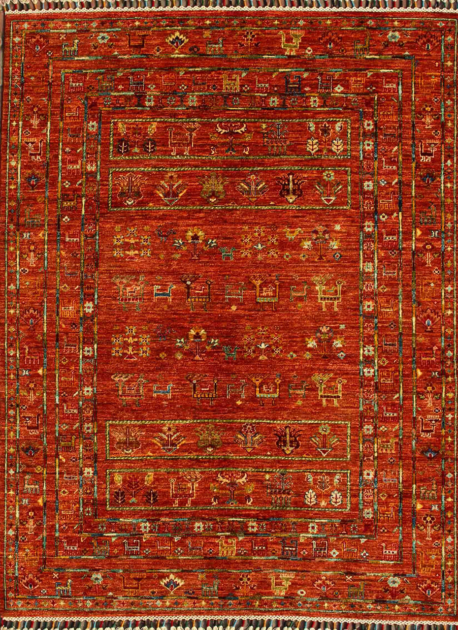 Tappeto Afghan rosso in lana, fatto a mano 200x153cm
