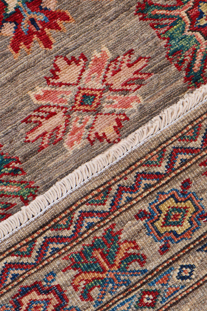 Classic Kazak runner rug, Multicoloured, handmade, 302x82cm