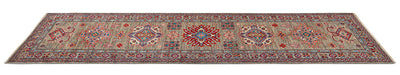 Tappeto Passatoia Kazak Classico, Multicolore, fatto a mano, 302x82cm - CarpetLiving