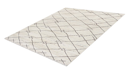 Modern design white Berber style carpet, handmade 203x137cm