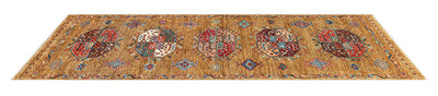 Tappeto passatoia Afghan giallo in lana, fatto a mano 265x84cm - CarpetLiving