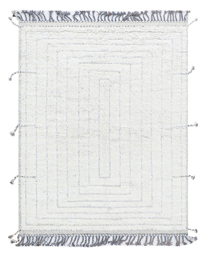 Modern design white Berber style carpet, handmade 200x157cm