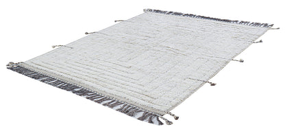 Modern design white Berber style carpet, handmade 200x157cm