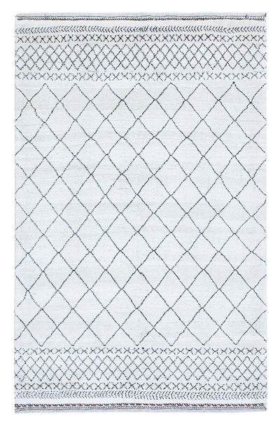Tappeto design moderno bianco stile berbero, fatto a mano 226x147cm - CarpetLiving