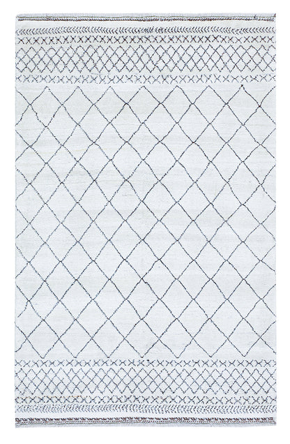 Modern design white Berber style carpet, handmade 226x147cm