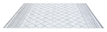 Modern design white Berber style carpet, handmade 226x147cm