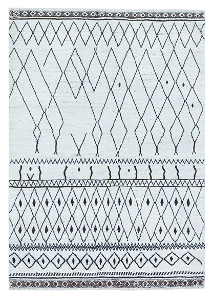 Modern design white Berber style carpet, handmade 276x197cm