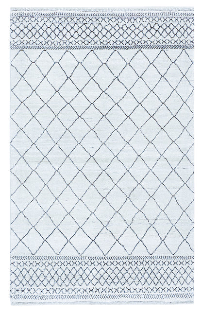 Modern design white Berber style carpet, handmade 228x146cm