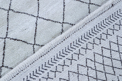 Tappeto design moderno bianco stile berbero, fatto a mano 228x146cm - CarpetLiving