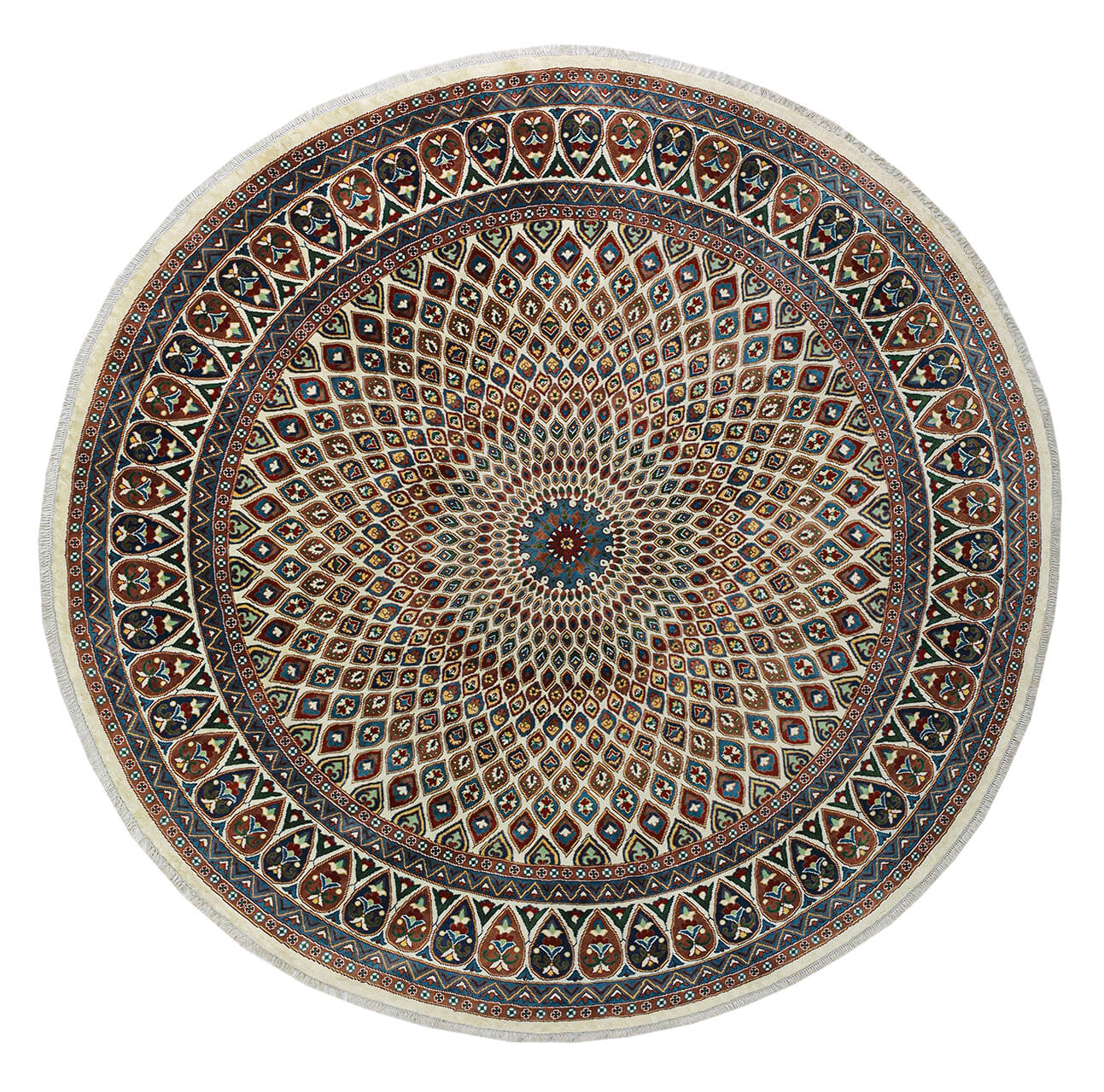 Classic Kazak round carpet, Multicoloured, handmade, 249x248cm