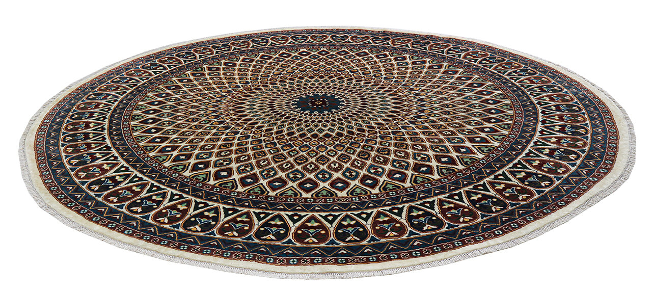 Classic Kazak round carpet, Multicoloured, handmade, 249x248cm