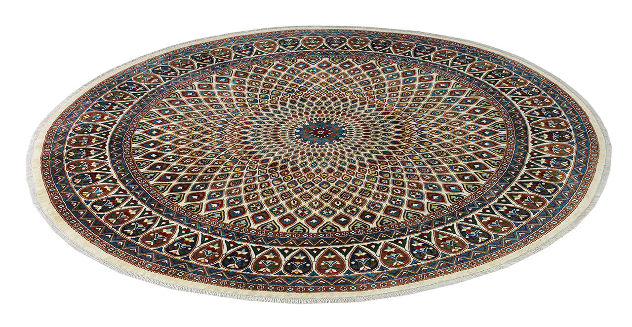 Classic Kazak round carpet, Multicoloured, handmade, 249x248cm