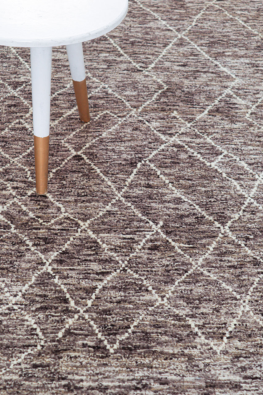 Modern design brown Berber style carpet, handmade 304x206cm