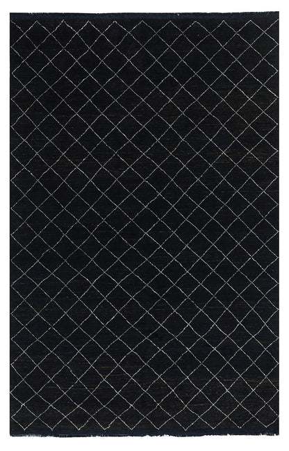 Modern design black Berber style carpet, handmade 300x189cm