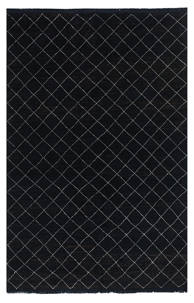Modern design black Berber style carpet, handmade 300x189cm