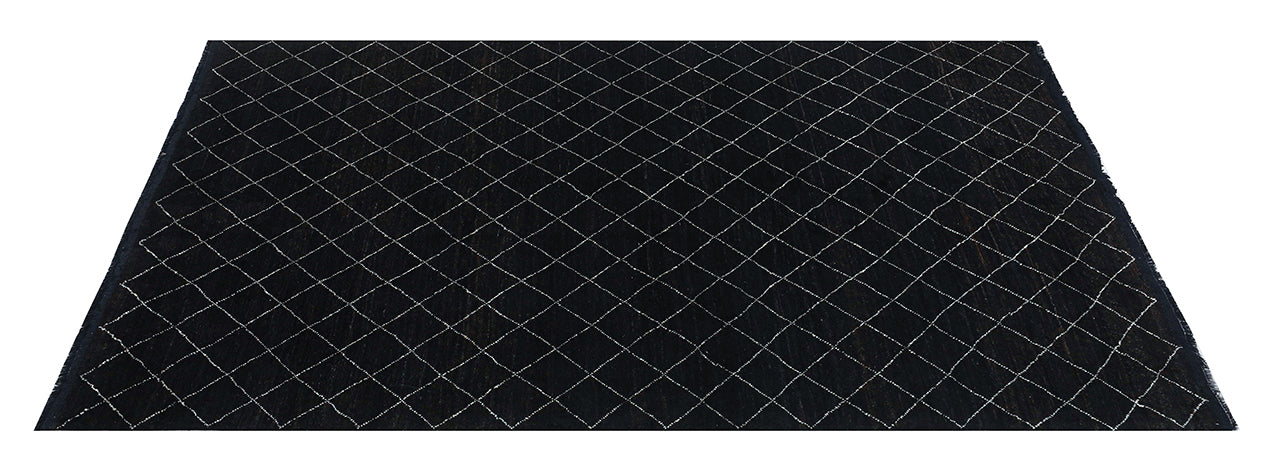 Modern design black Berber style carpet, handmade 300x189cm