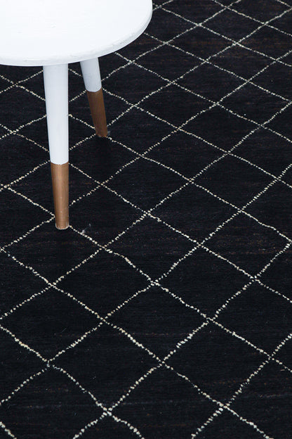Modern design black Berber style carpet, handmade 300x189cm