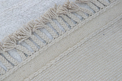 Modern design white Berber style carpet, handmade 237x179cm