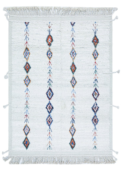 Tribal Berber carpet white, handmade 235x175cm