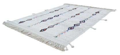 Tribal Berber carpet white, handmade 235x175cm