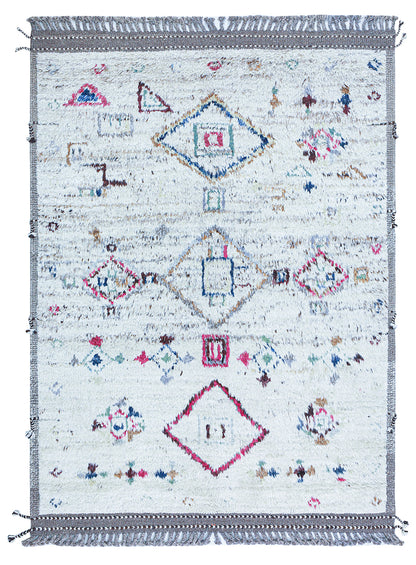 Modern design white Berber style carpet, handmade 260x183cm