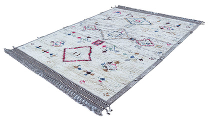 Modern design white Berber style carpet, handmade 260x183cm