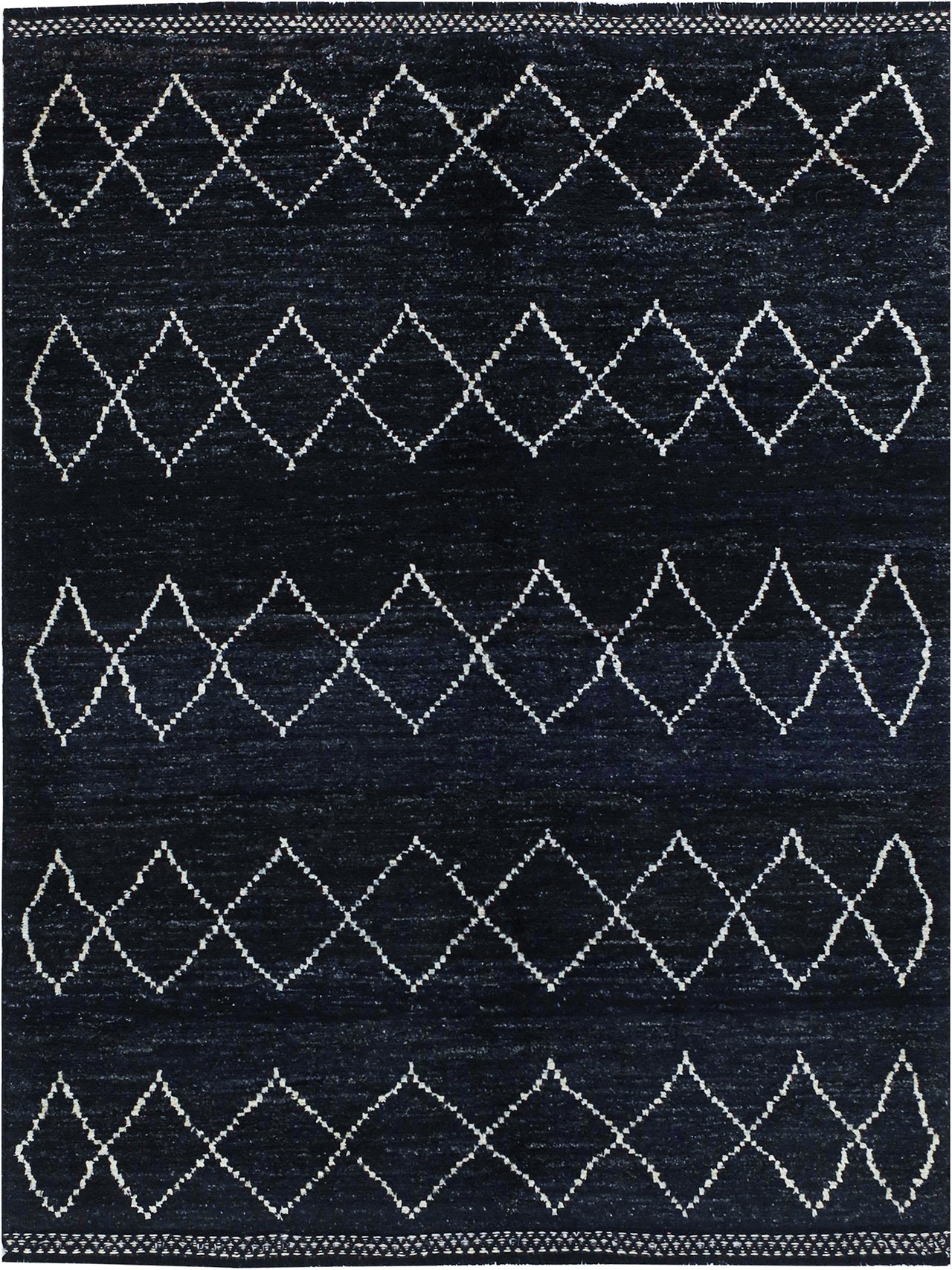 Modern design black Berber style carpet, handmade 198x148cm
